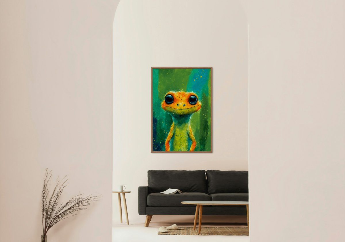 Slim baby gecko portrait - Art print - Poster - Ever colorful