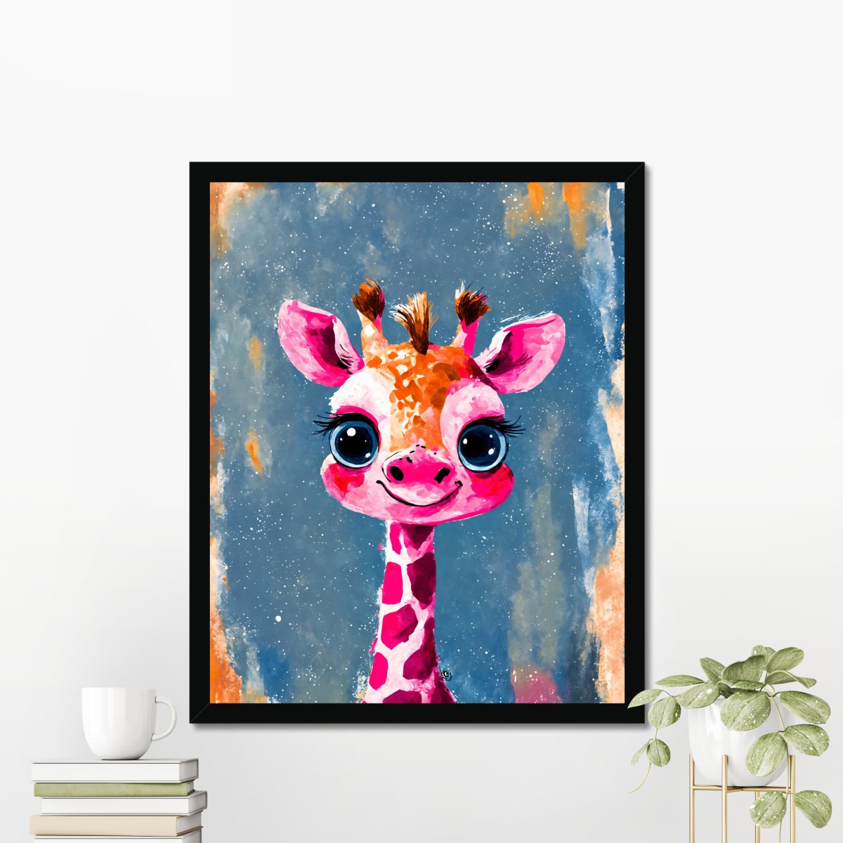 Smiling giraffe portrait - Art print - Poster - Ever colorful