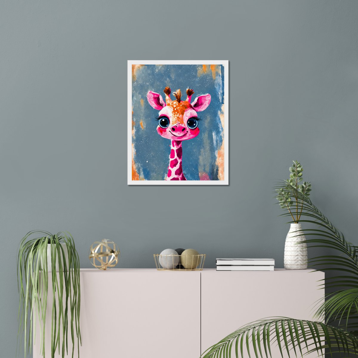 Smiling giraffe portrait - Art print - Poster - Ever colorful