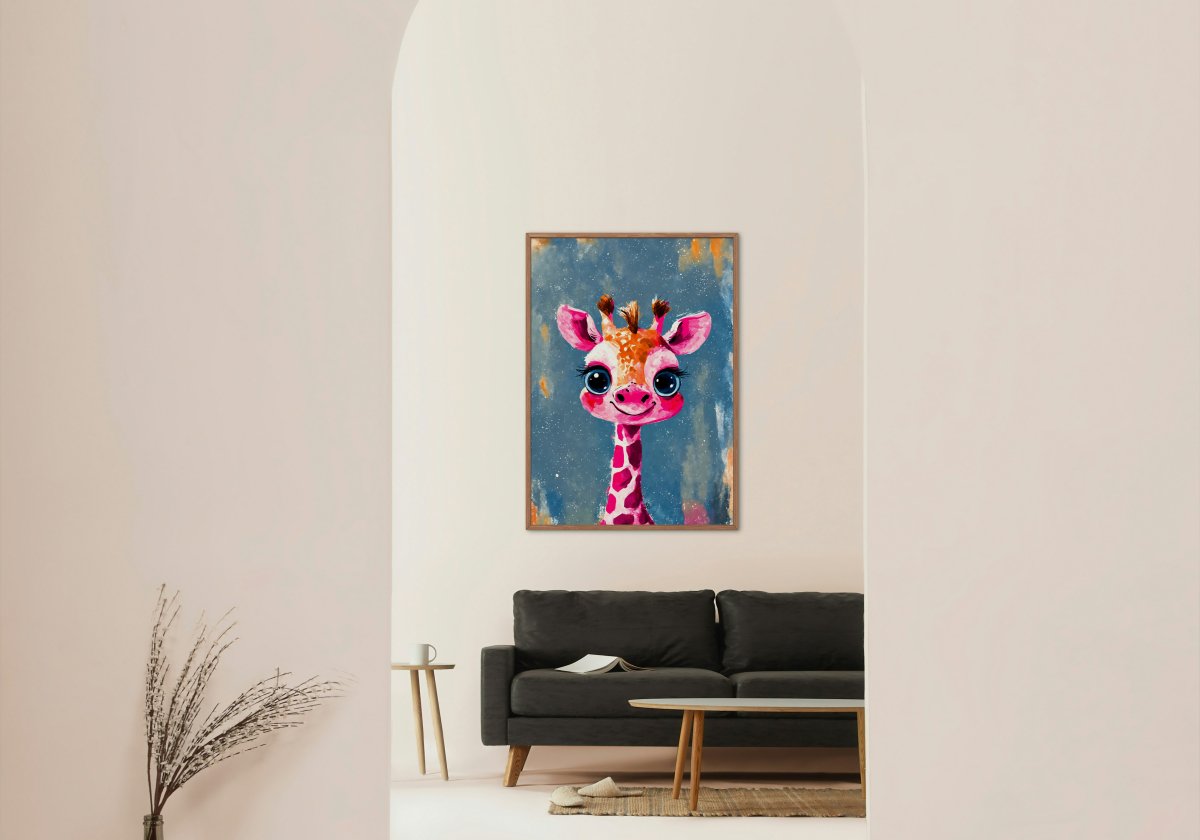 Smiling giraffe portrait - Art print - Poster - Ever colorful