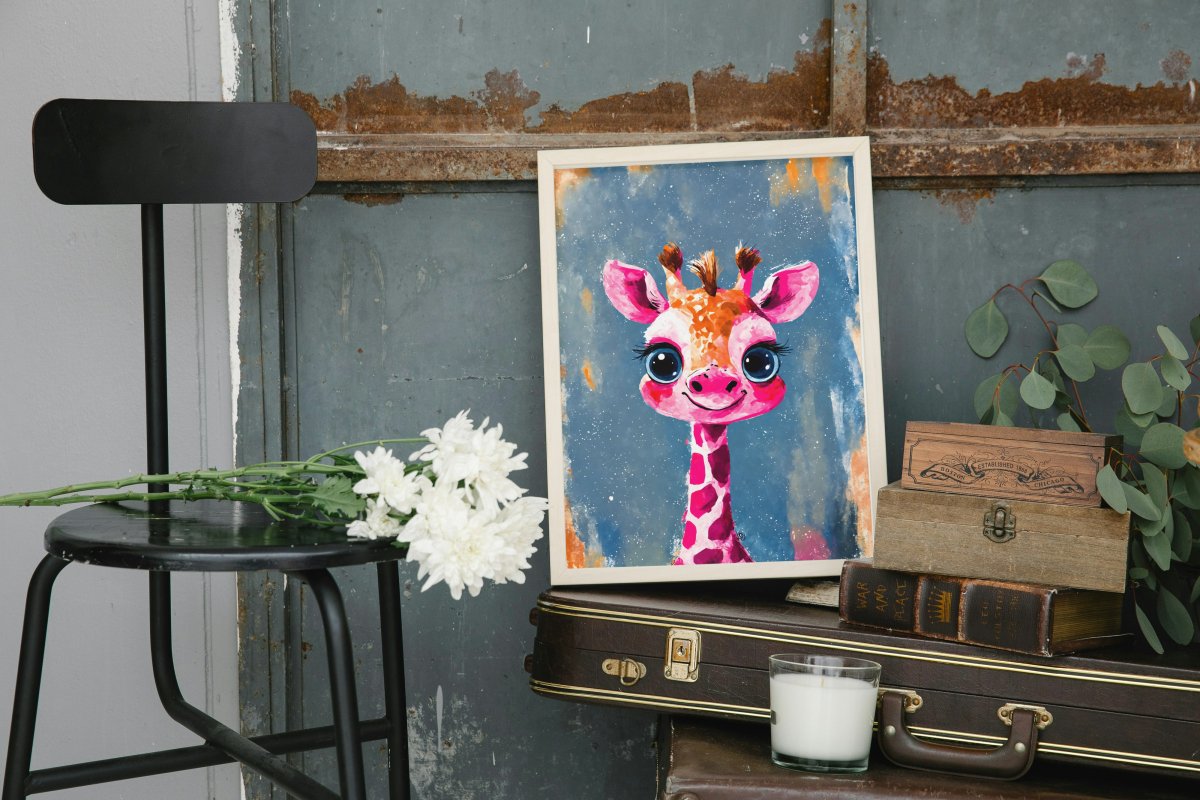 Smiling giraffe portrait - Art print - Poster - Ever colorful