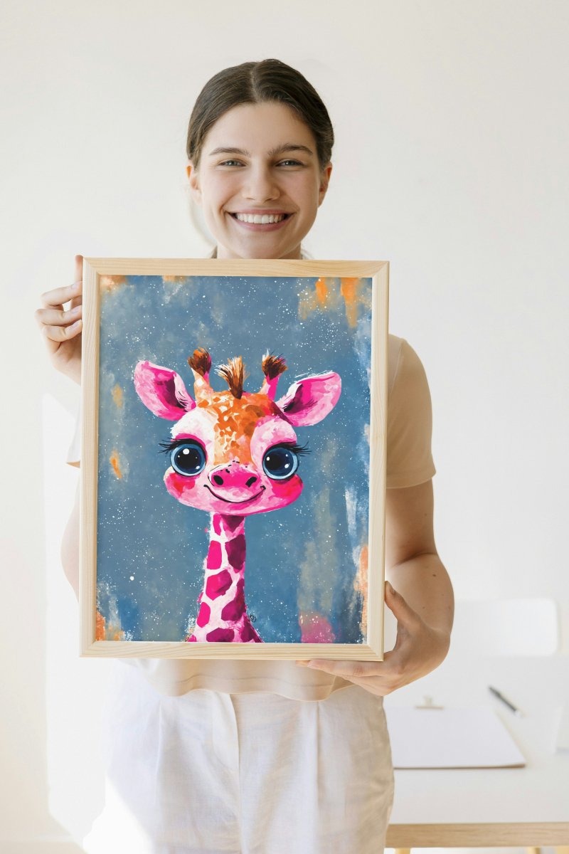 Smiling giraffe portrait - Art print - Poster - Ever colorful