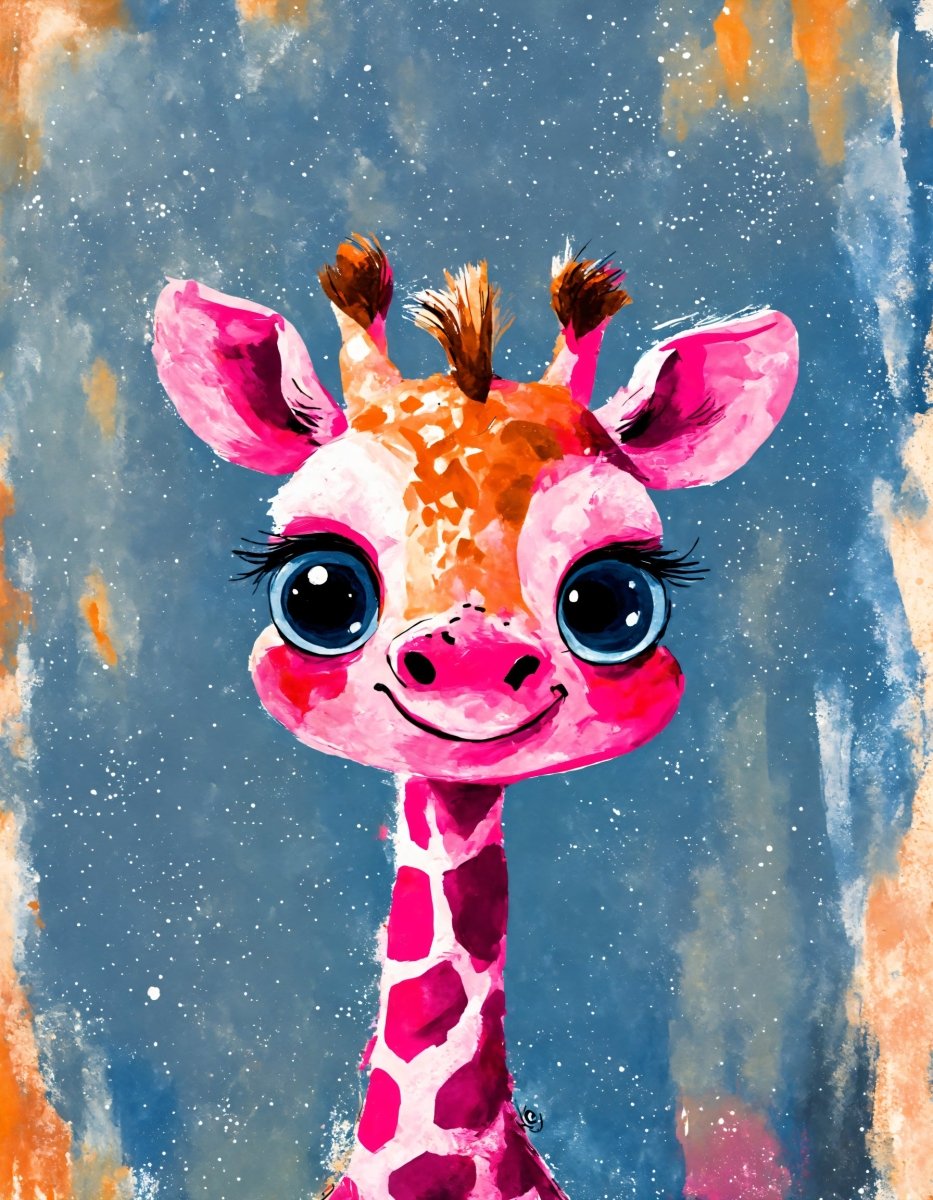 Smiling giraffe portrait - Art print - Poster - Ever colorful