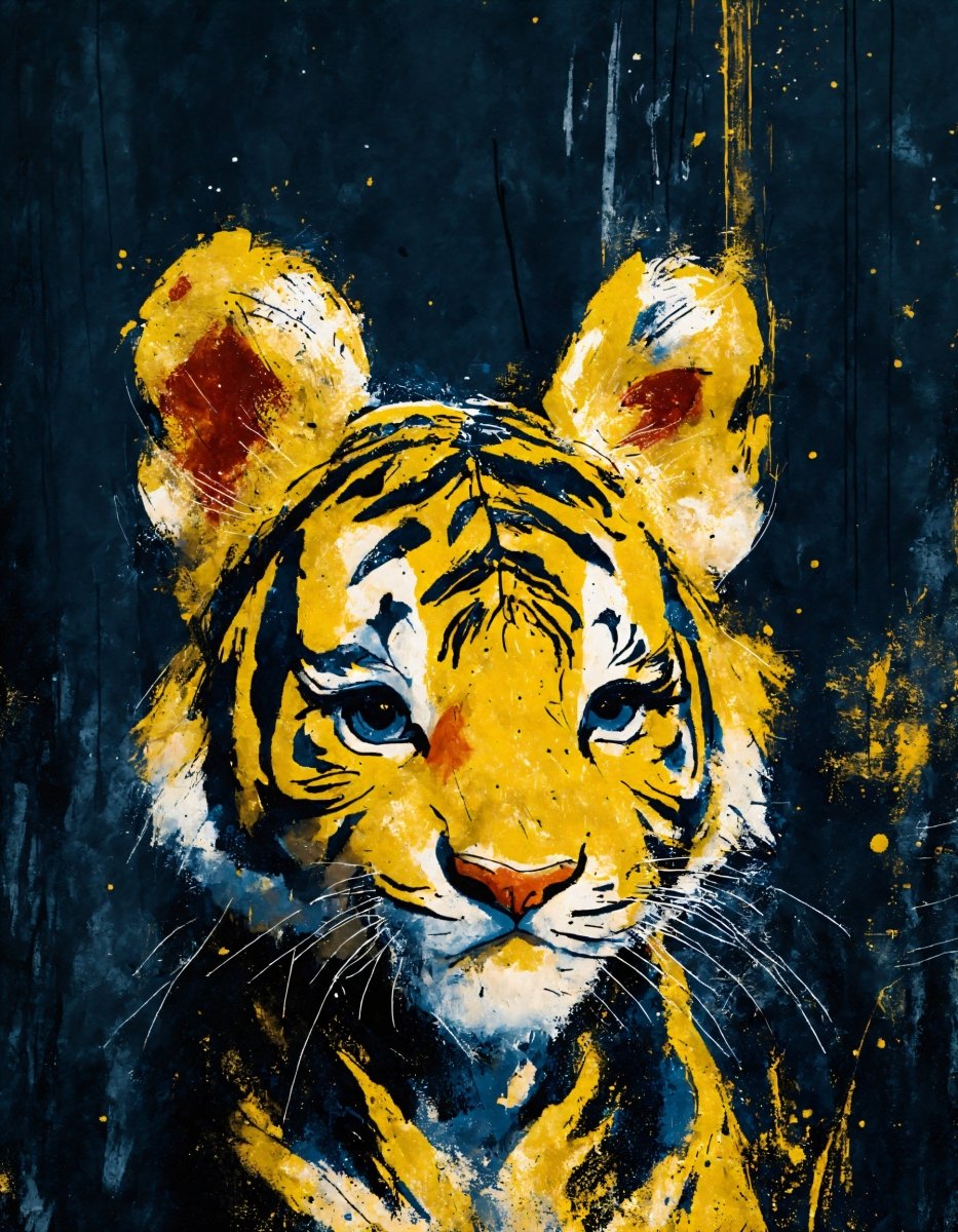 Wishful tiger cub portrait - Art print - Poster - Ever colorful