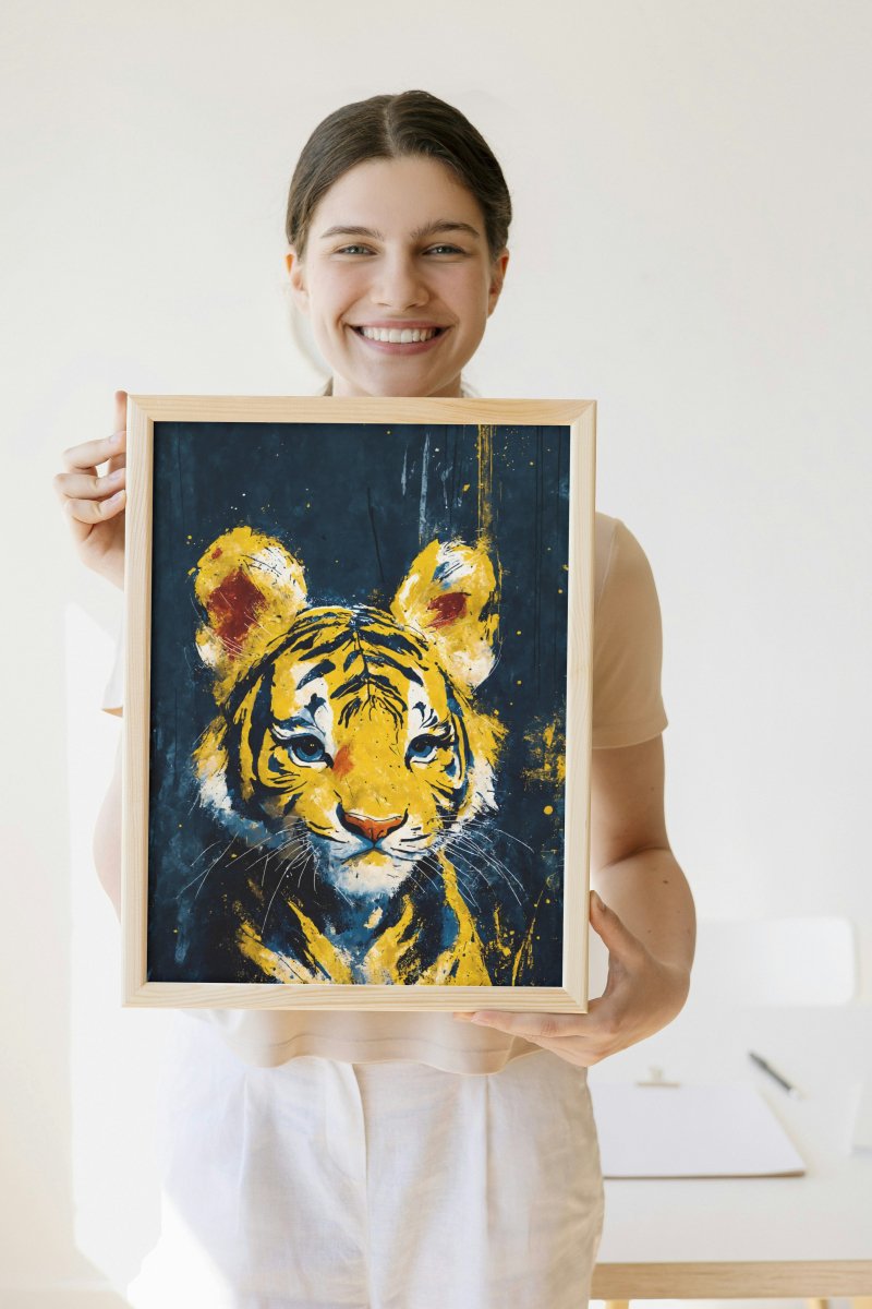 Wishful tiger cub portrait - Art print - Poster - Ever colorful