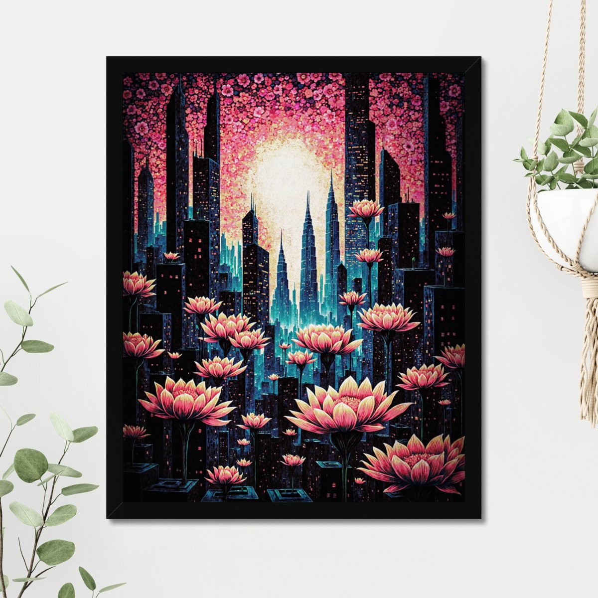 Cerise city dusk - Art print - Poster - Ever colorful