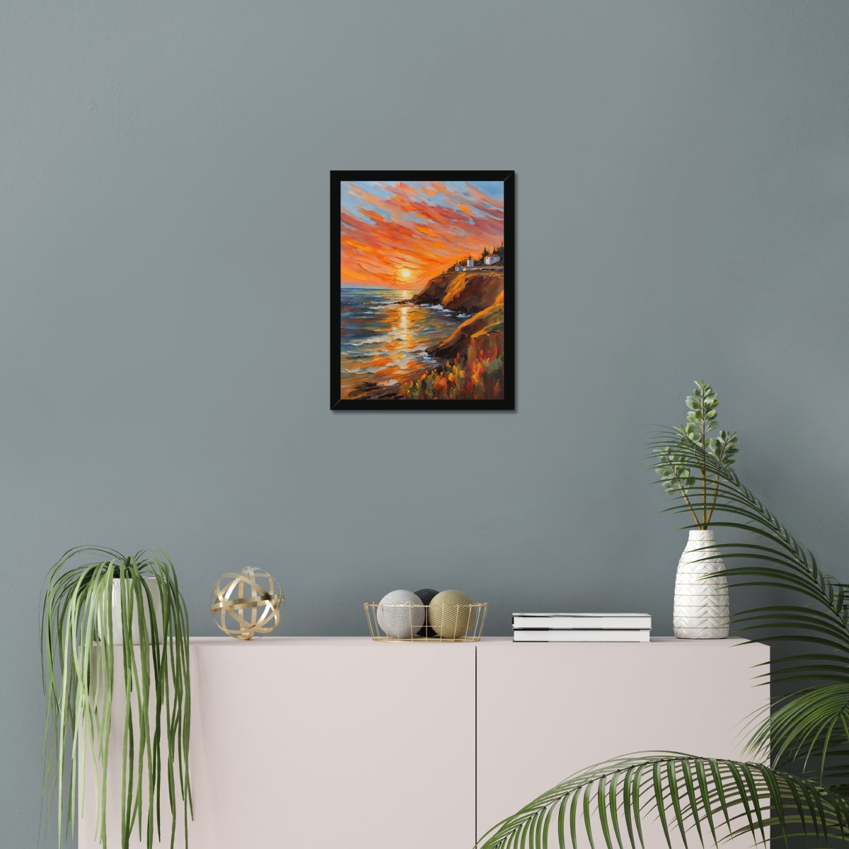 Cliffside town - Art print - Poster - Ever colorful
