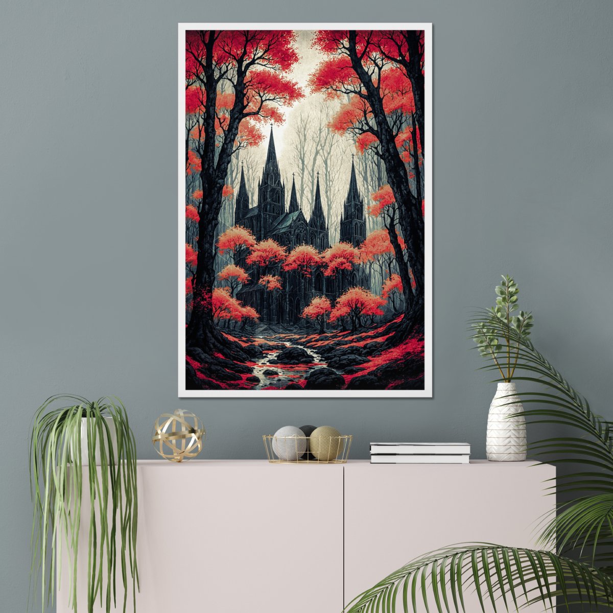 Crimson gloom cathedral - Art print - Poster - Ever colorful