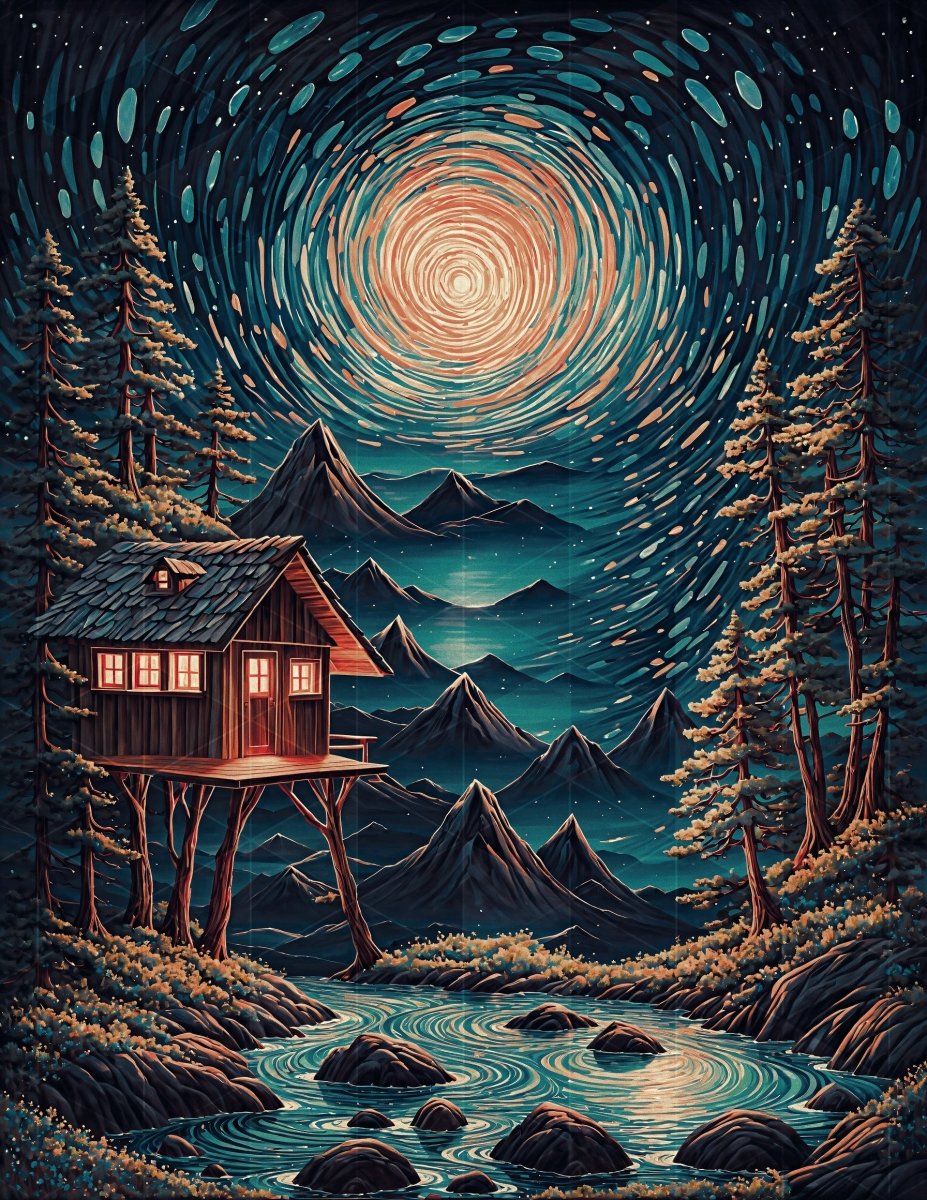 Distant vortex hut - Art print - Poster - Ever colorful