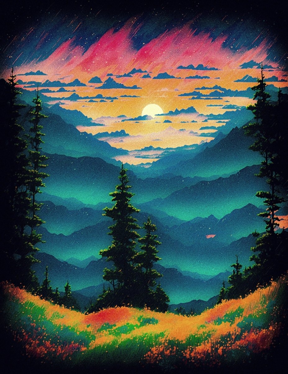 Dreamy nightfall - Art print - Poster - Ever colorful