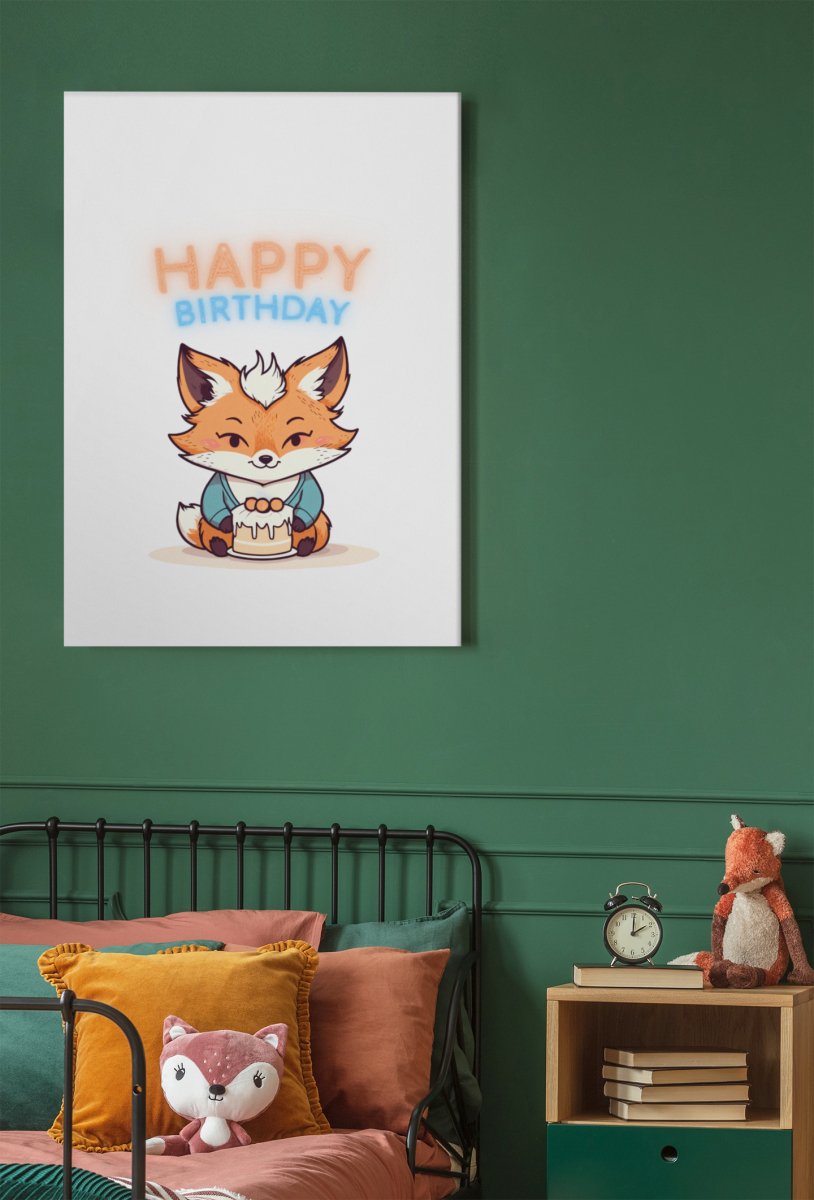 Happy birthday fox - Art print - Poster - Ever colorful