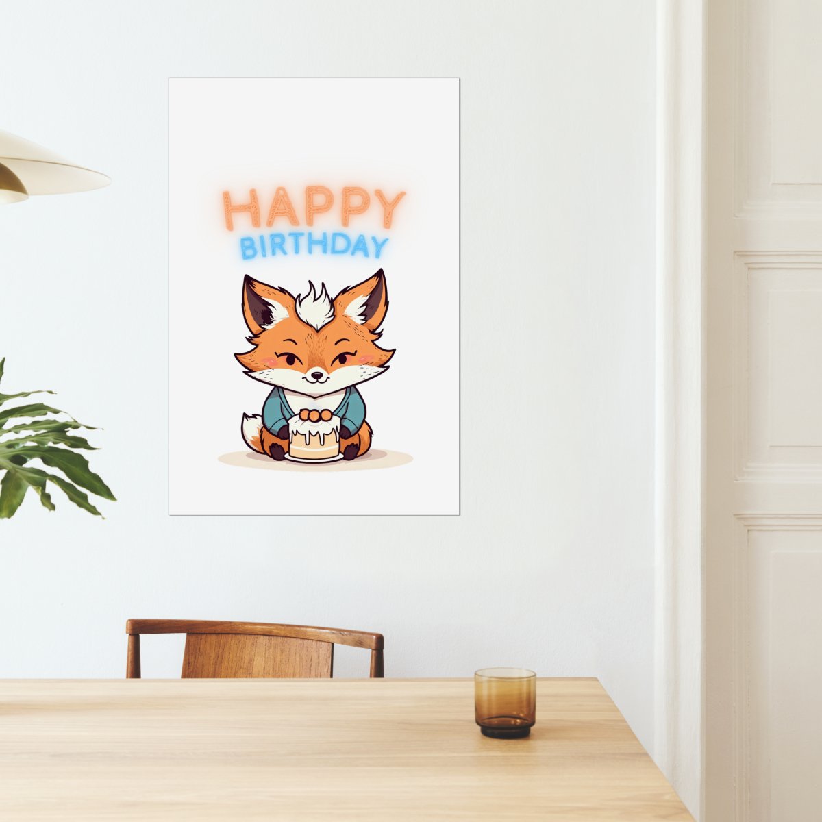 Happy birthday fox - Art print - Poster - Ever colorful