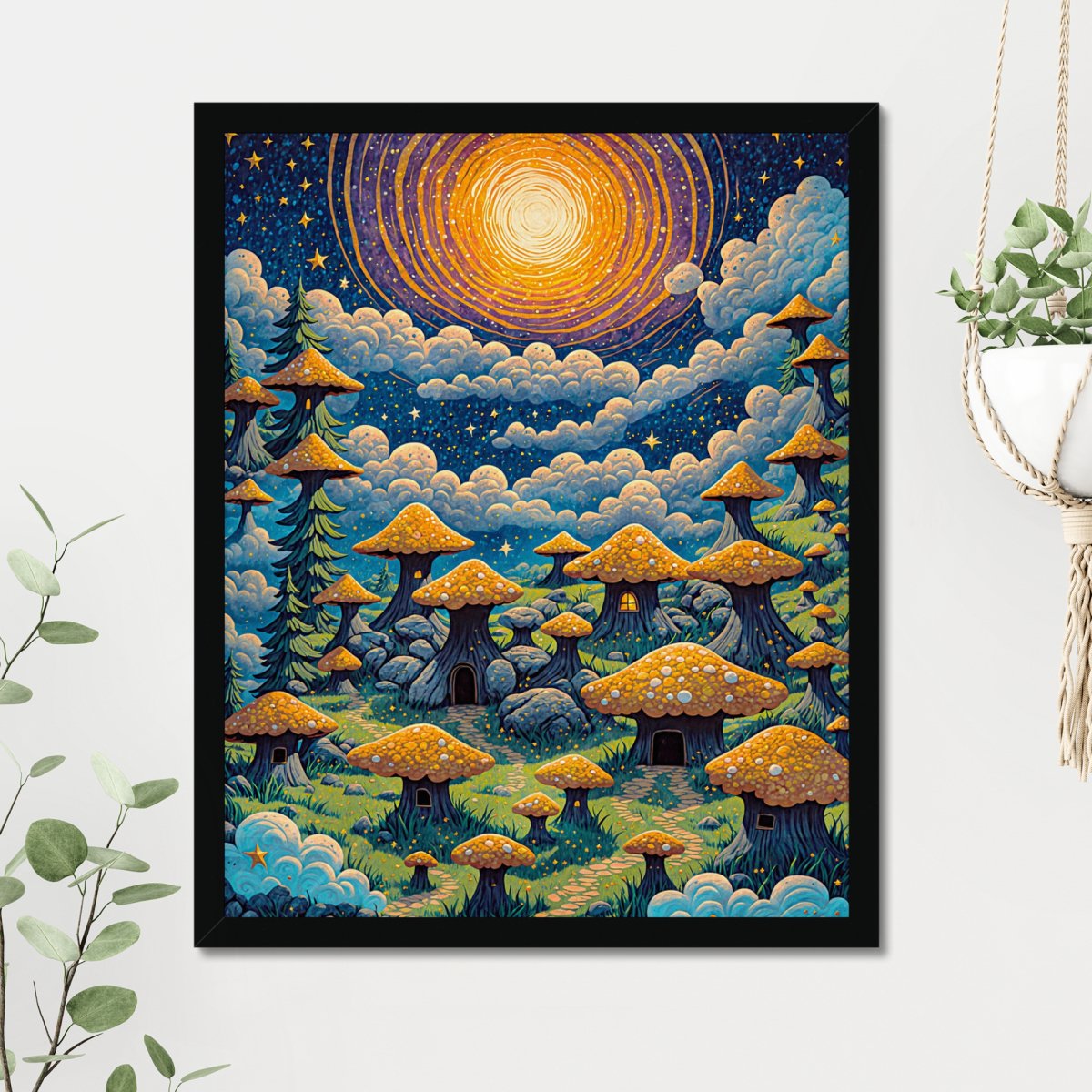 Jolly mushroom town - Art print - Poster - Ever colorful