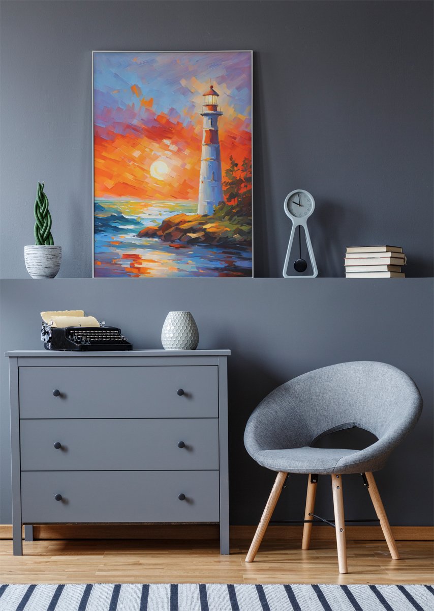 Lighthouse of the dusk - Art print - Poster - Ever colorful