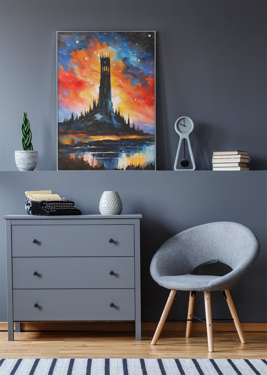 Mirror galaxy tower - Art print - Poster - Ever colorful