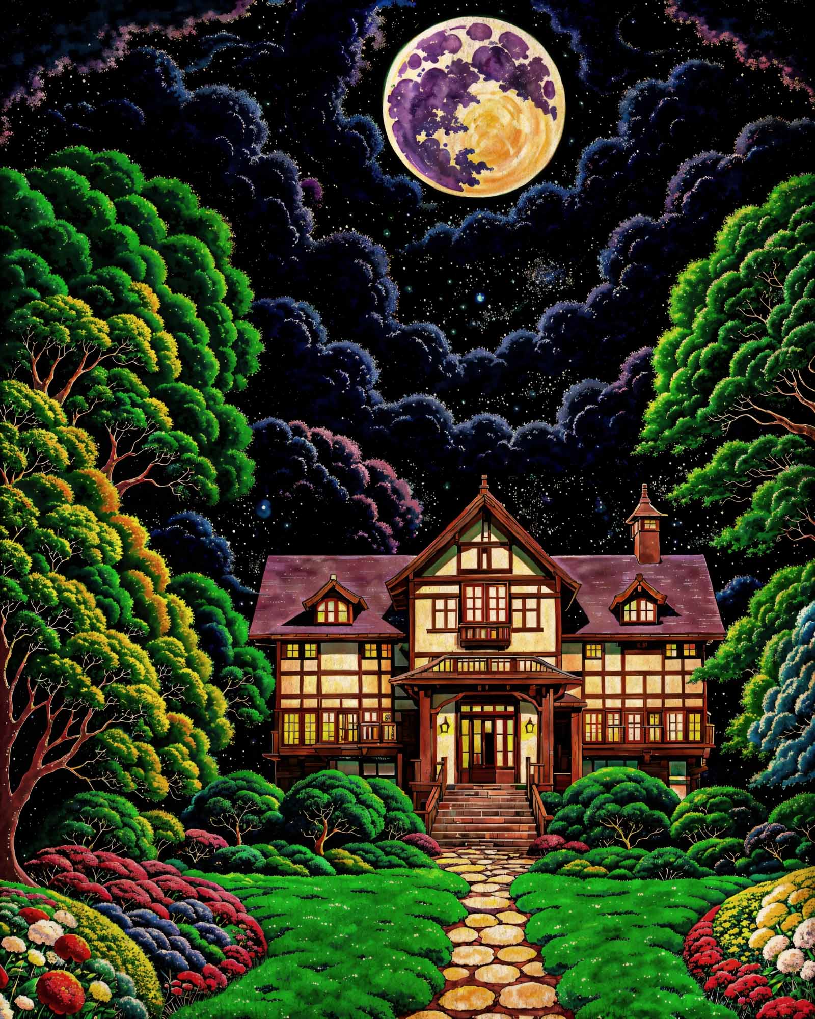 Moonlight mansion - Poster - Ever colorful