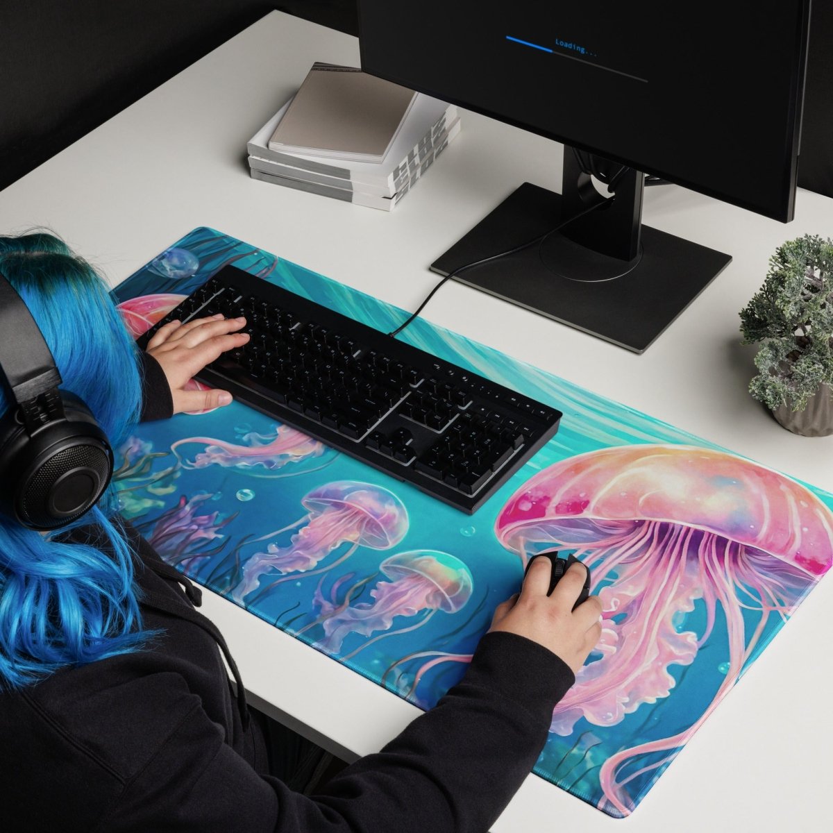 Neon jellyfish - Gaming mouse pad - Ever colorful