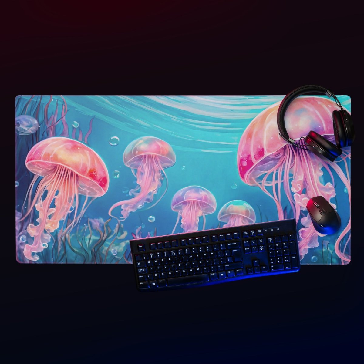 Neon jellyfish - Gaming mouse pad - Ever colorful