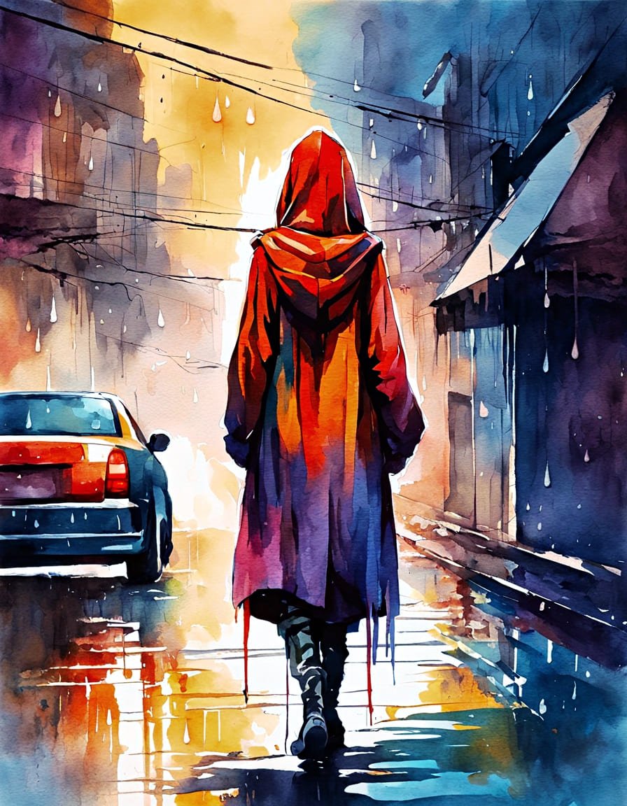 Rainy alley - Poster - Ever colorful