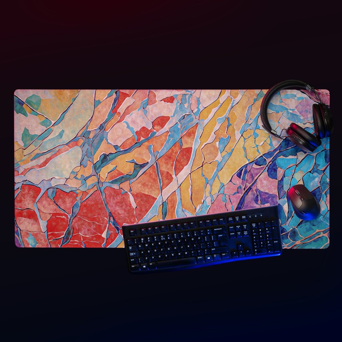 Vibrant marble cracks - Gaming mouse pad - Ever colorful