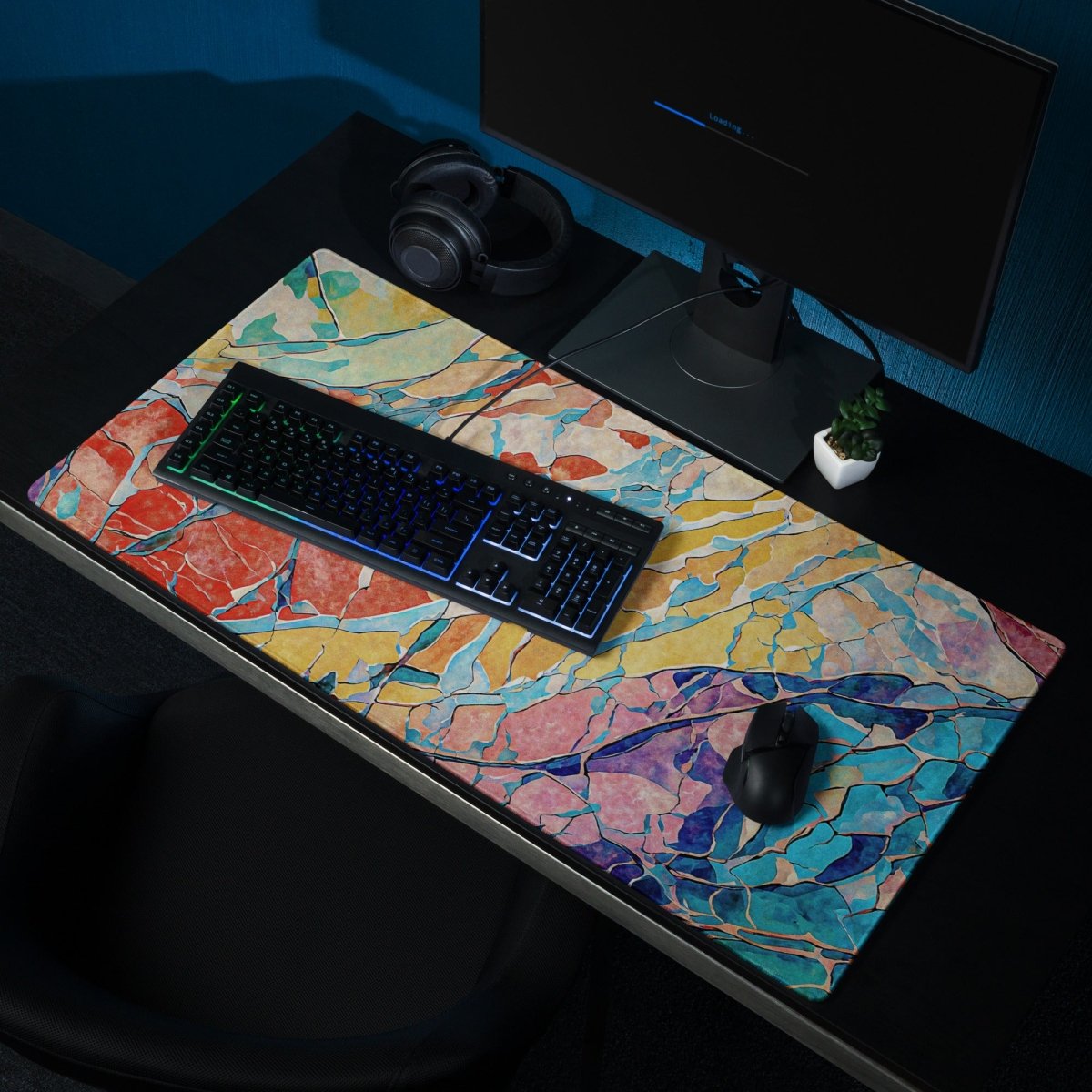 Vibrant marble cracks - Gaming mouse pad - Ever colorful